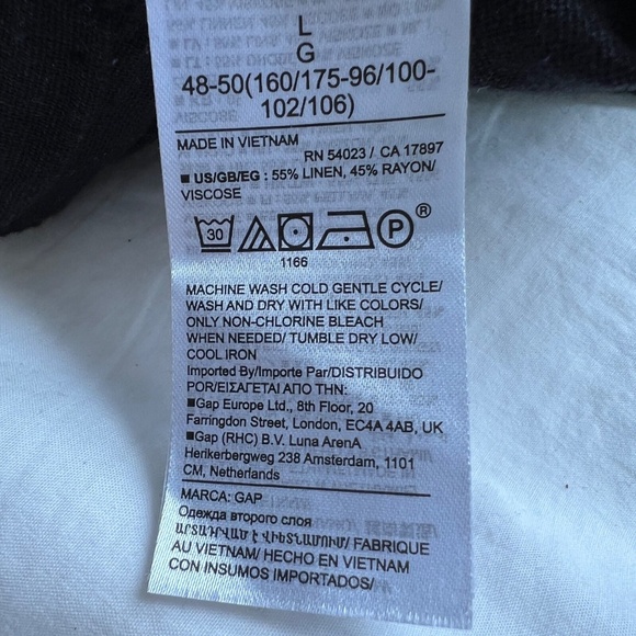 Gap Black Wide-Leg Pants Linen Blend Pull On Lagenlook Beach Pockets Size L - Picture 9 of 10